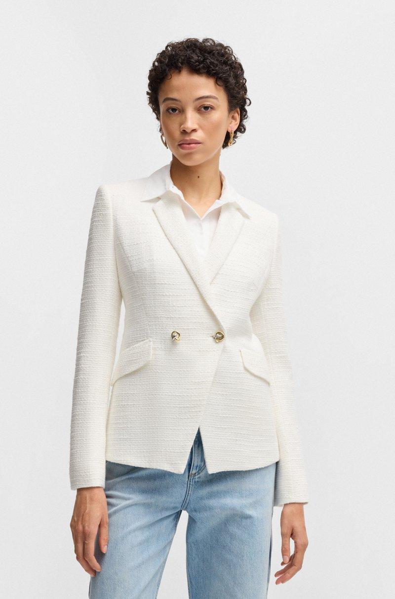 Hugo Boss Blazer slim fit en tejido tweed de algodón