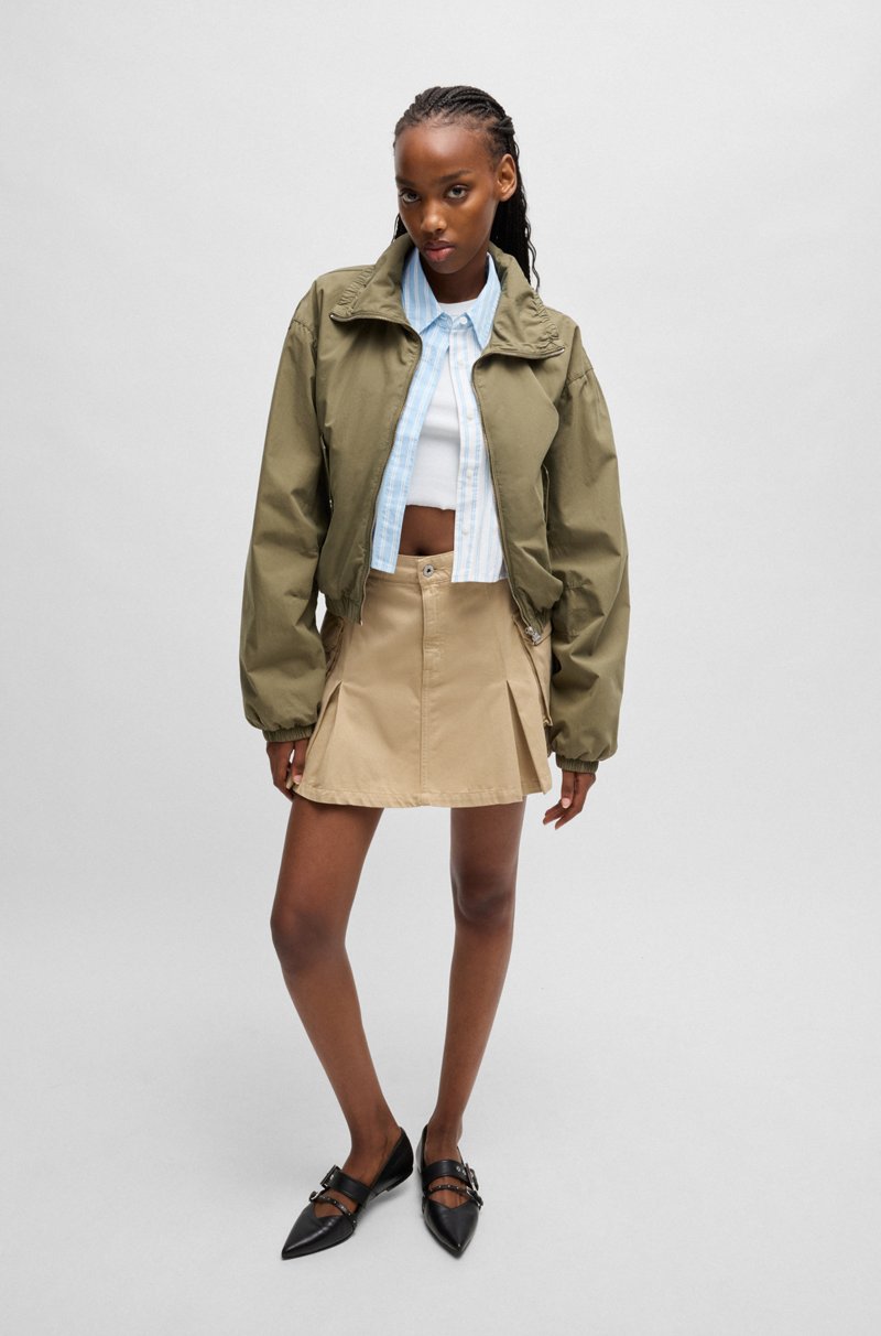 Hugo Boss Blusa Corta Regular Fit Con Rayas De Parche