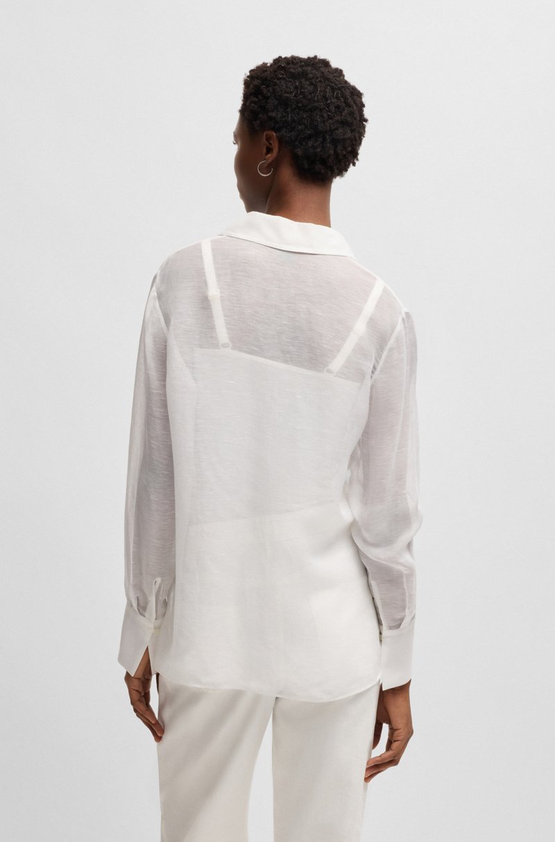 Hugo Boss Blusa De Ramio Con Escote En Pico Y Detalle En El Cuello