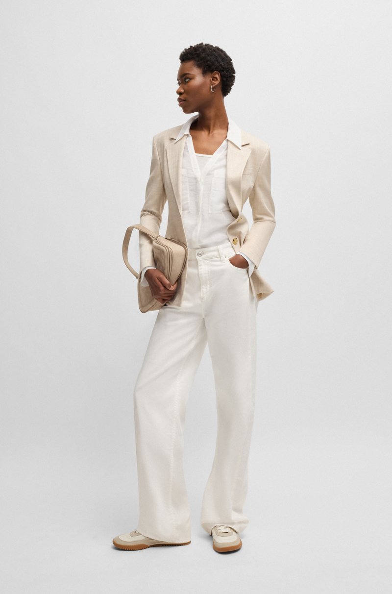 Hugo Boss Blusa De Ramio Con Escote En Pico Y Detalle En El Cuello