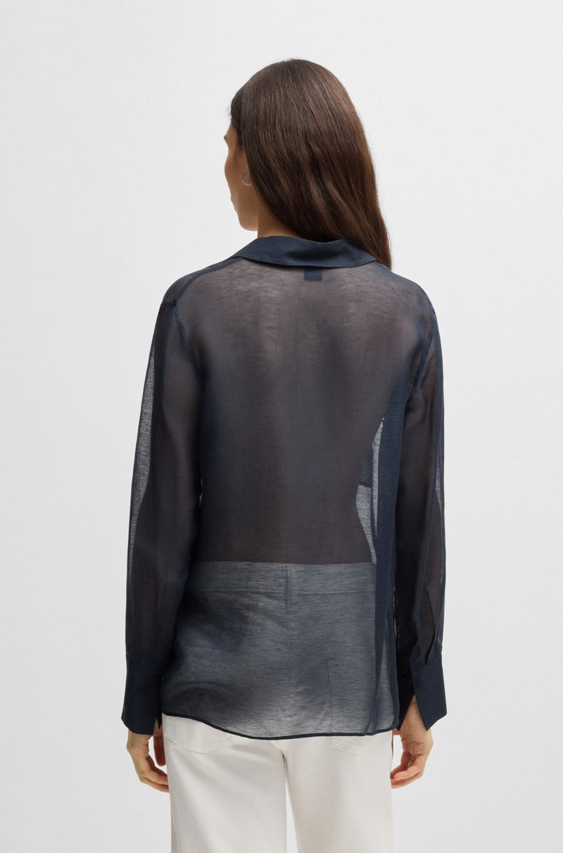 Hugo Boss Blusa De Ramio Con Escote En Pico Y Detalle En El Cuello