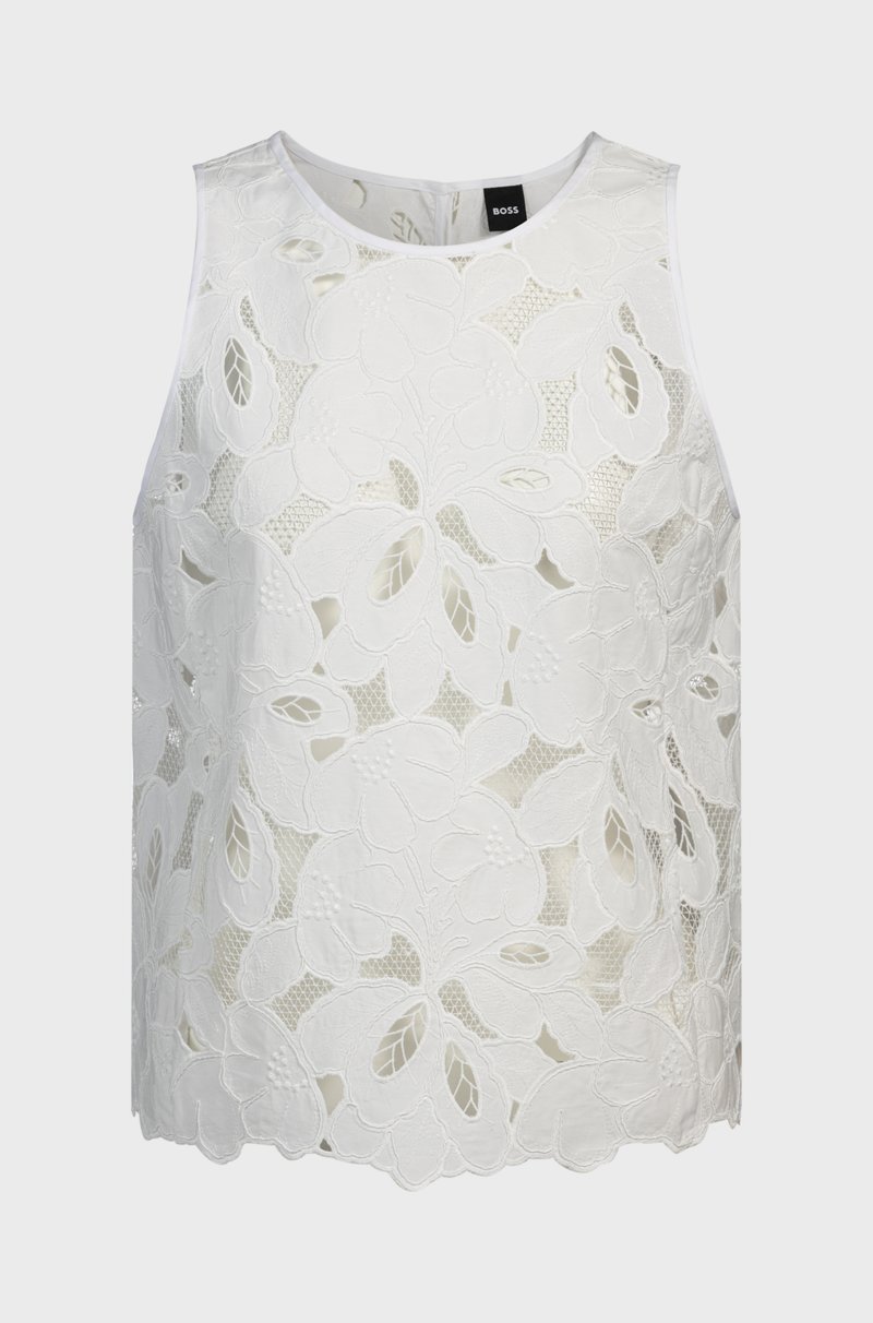 Hugo Boss Blusa de sastrería de algodón con bordado inglés