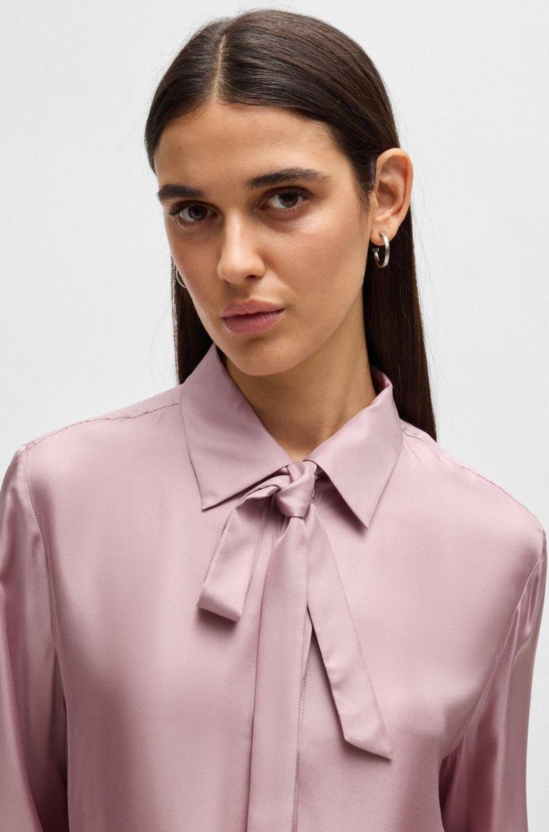 Hugo Boss Blusa De Seda Italiana Con Cuello Con Lazo