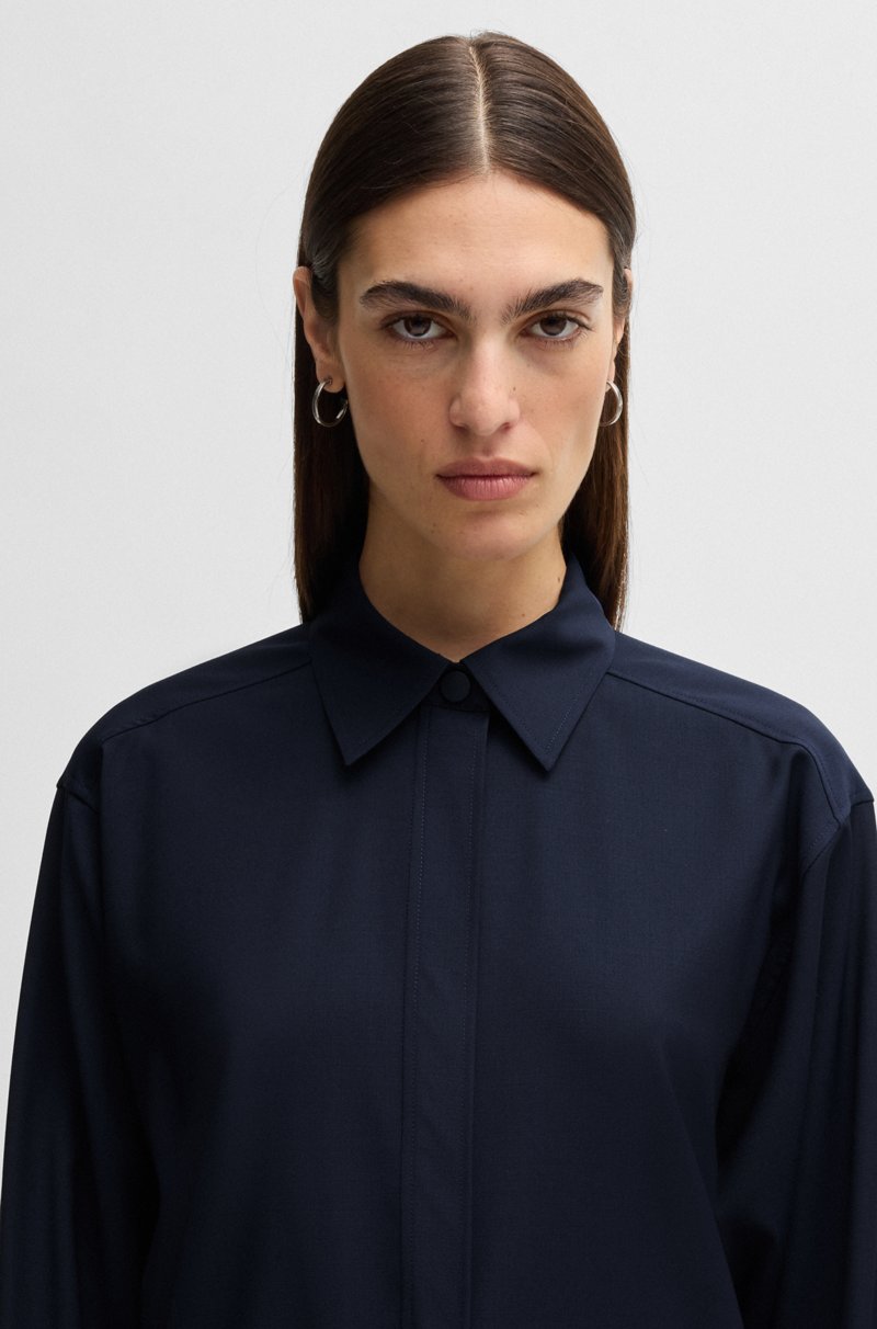 Hugo Boss Blusa En Lana Resistente A Las Arrugas Ideal Para Viajar