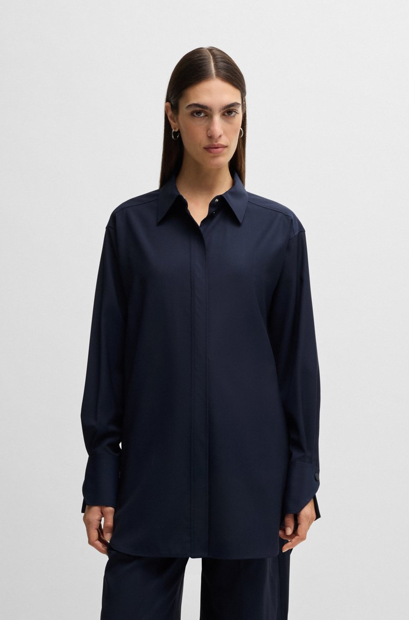 Hugo Boss Blusa en lana resistente a las arrugas ideal para viajar