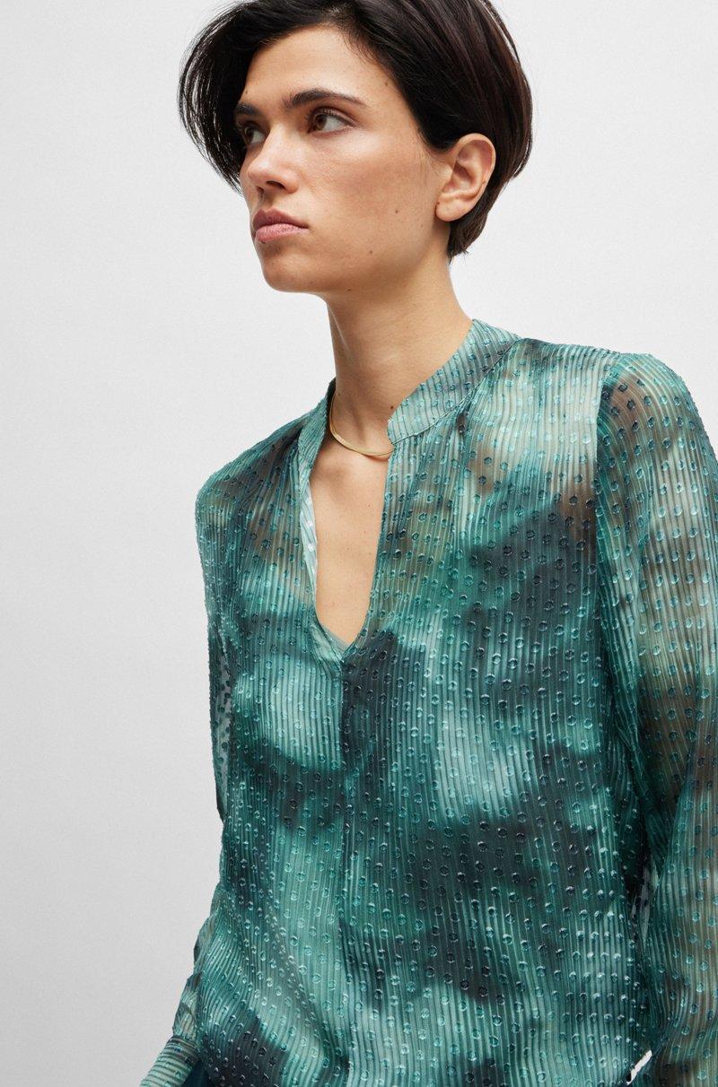 Hugo Boss Blusa En Mezcla De Seda Con Estampado De Temporada