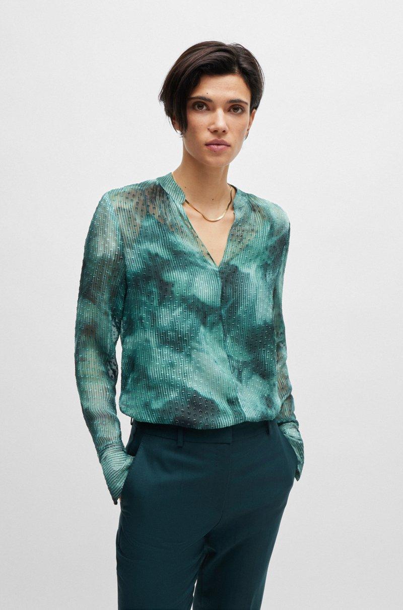 Hugo Boss Blusa en mezcla de seda con estampado de temporada