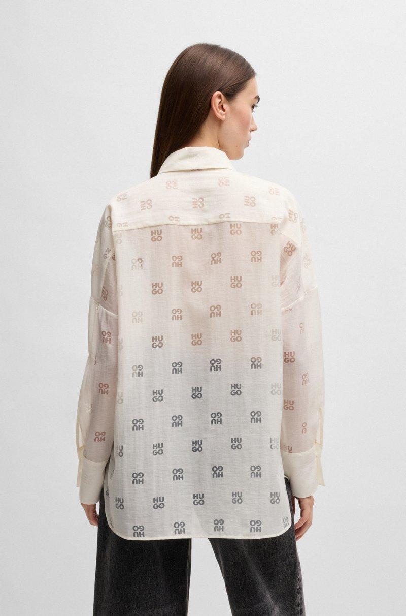 Hugo Boss Blusa Oversize Fit Con Logo Estampado En Devoré