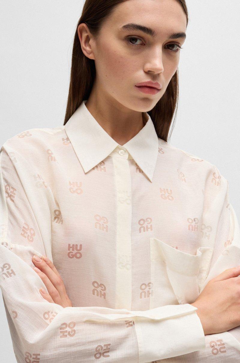 Hugo Boss Blusa Oversize Fit Con Logo Estampado En Devoré