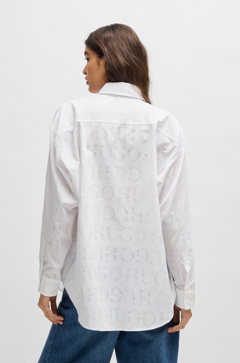 Hugo Boss Blusa Oversize Fit Con Logo Estampado En Devoré