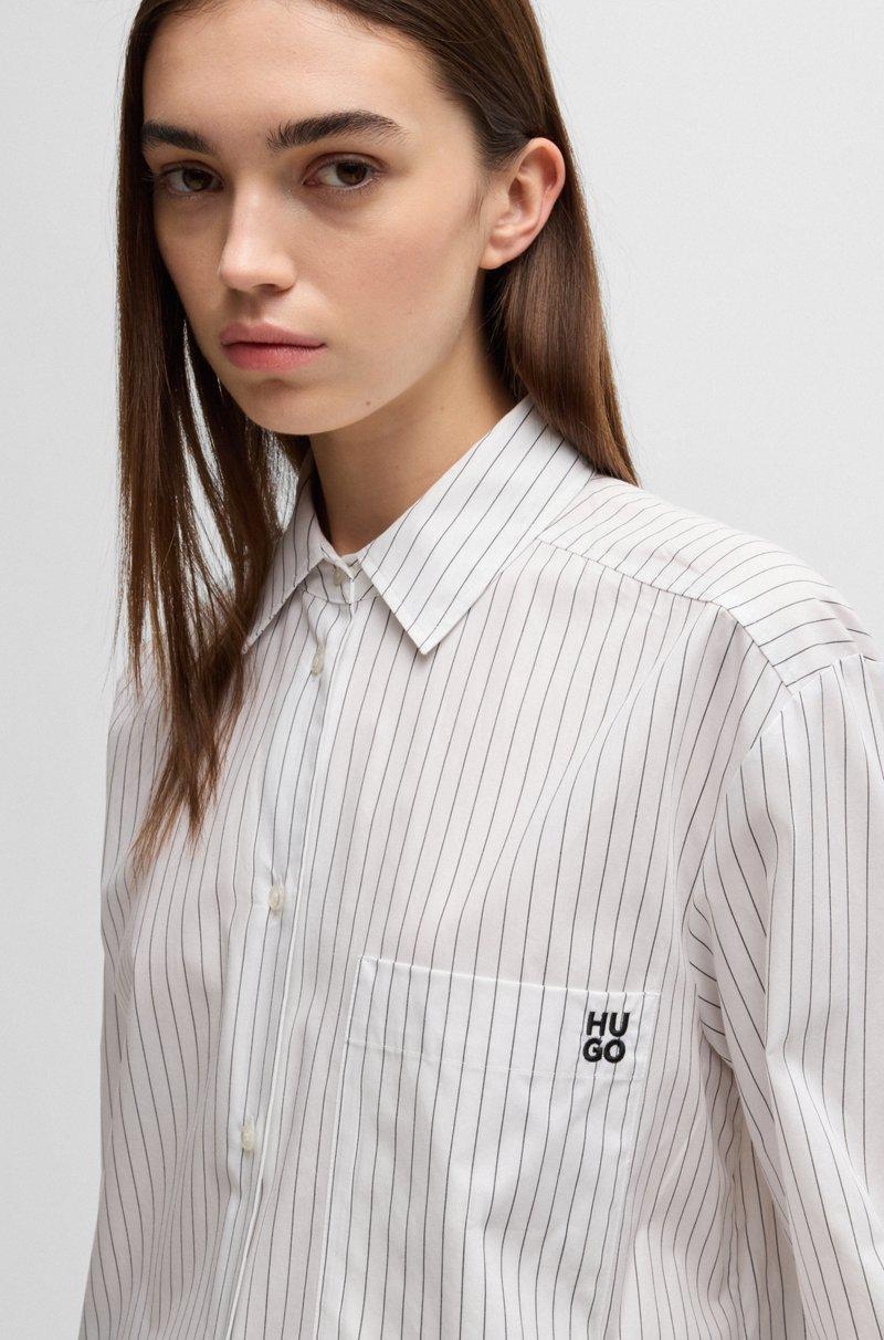 Hugo Boss Blusa Oversize Fit De Algodón A Rayas Con Estampado De Mariposa