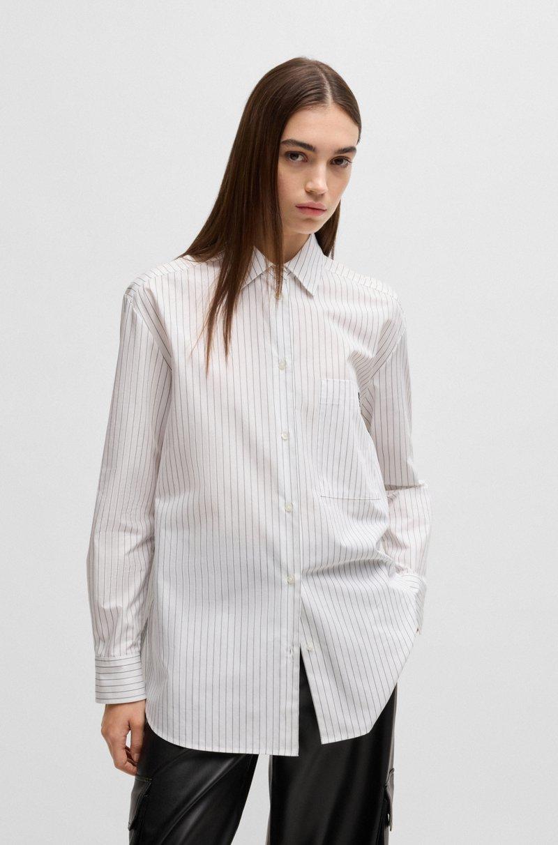 Hugo Boss Blusa oversize fit de algodón a rayas con estampado de mariposa