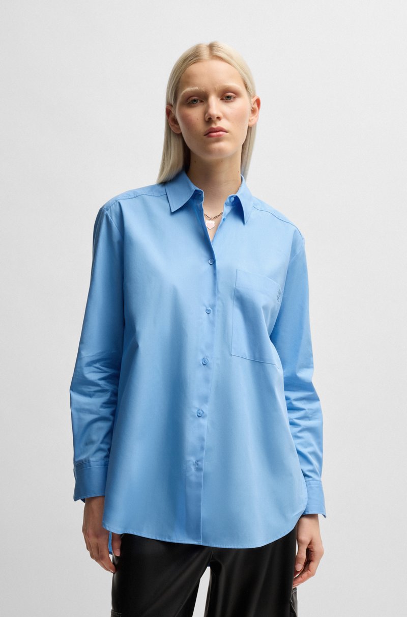 Hugo Boss Blusa Oversize Fit De Lona De Algodón Con Logo Bordado