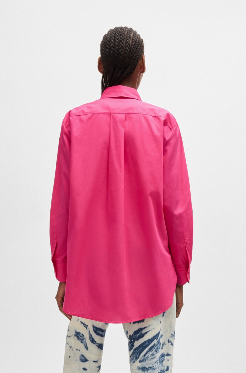 Hugo Boss Blusa Oversize Fit De Lona De Algodón Con Logo Bordado