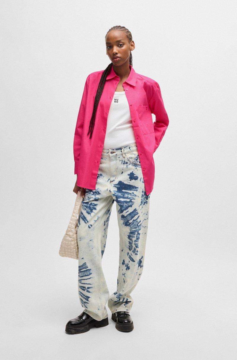 Hugo Boss Blusa Oversize Fit De Lona De Algodón Con Logo Bordado