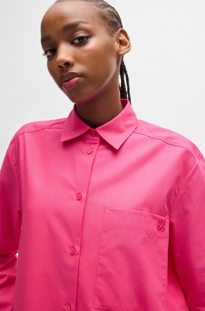 Hugo Boss Blusa Oversize Fit De Lona De Algodón Con Logo Bordado