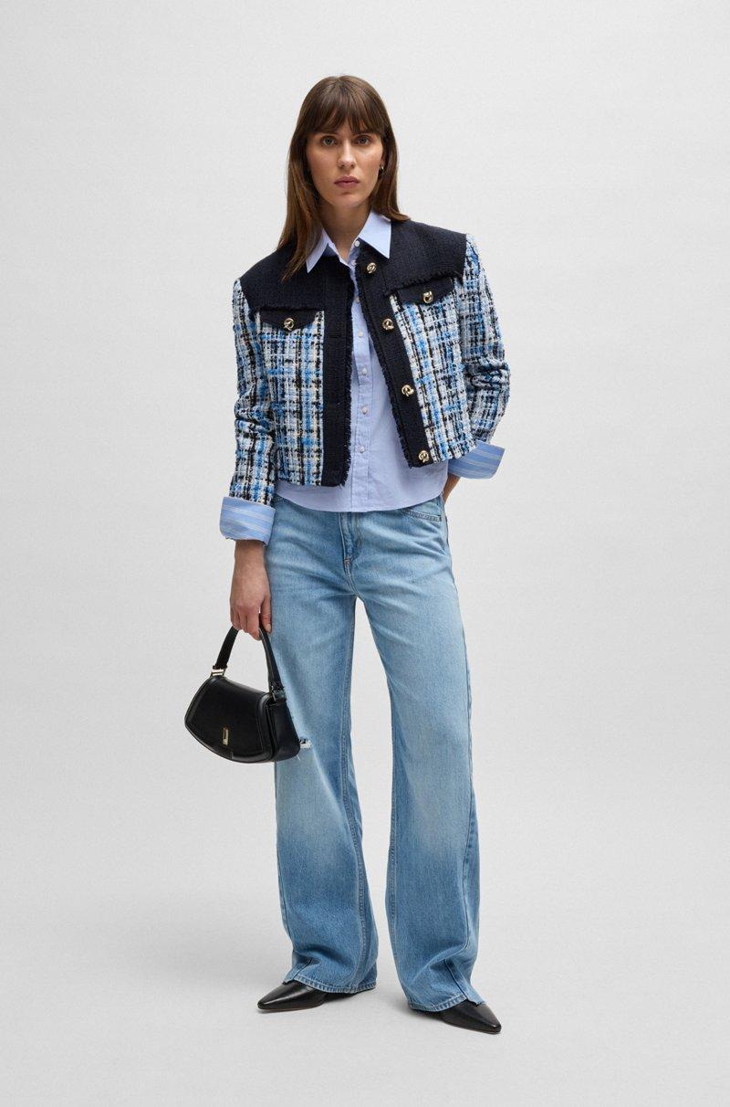 Hugo Boss Blusa Regular Fit De Algodón Elástico A Rayas