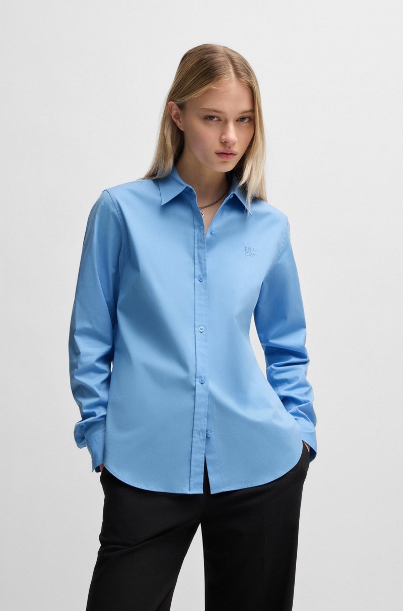 Hugo Boss Blusa regular fit de lona de algodón elástico