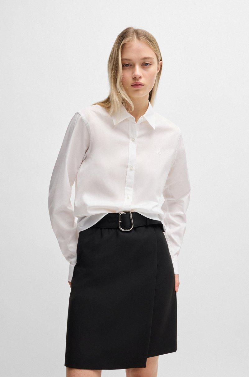 Hugo Boss Blusa regular fit de lona de algodón elástico