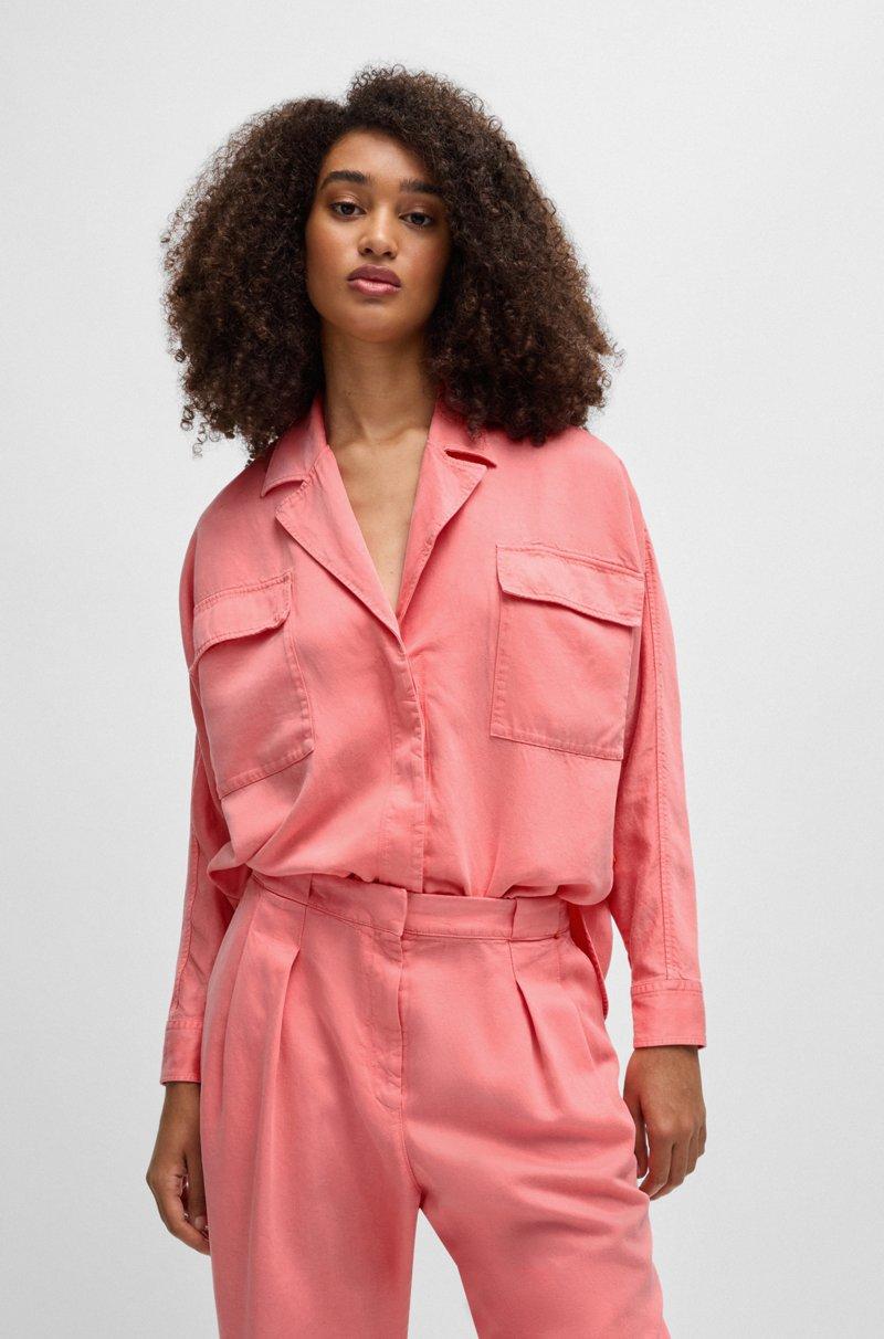 Hugo Boss Blusa regular fit de lona suave con bolsillos en el pecho