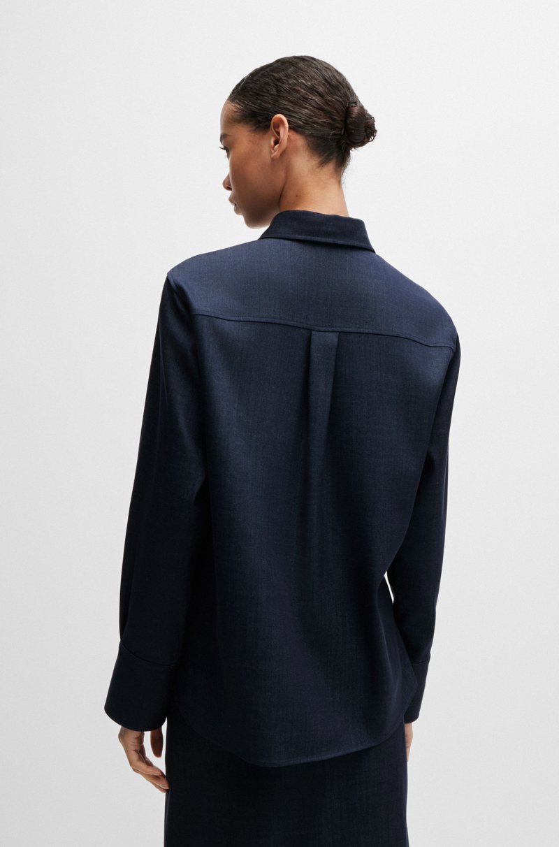 Hugo Boss Blusa Regular Fit De Sarga Con Efecto Denim