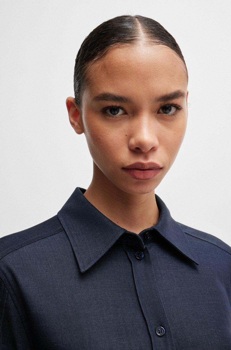 Hugo Boss Blusa Regular Fit De Sarga Con Efecto Denim