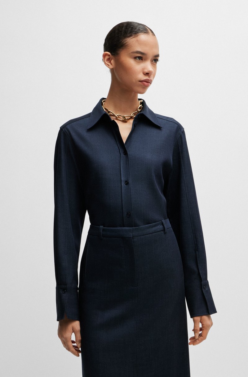 Hugo Boss Blusa regular fit de sarga con efecto denim