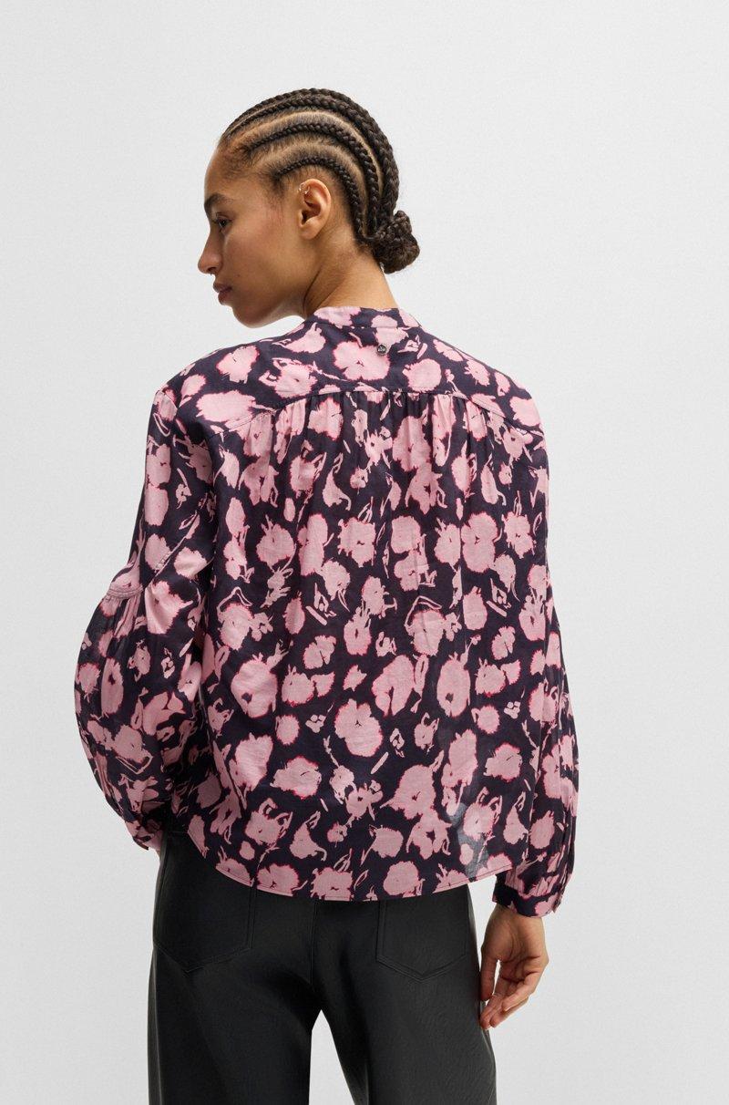 Hugo Boss Blusa Regular Fit De Voile De Algodón Estampado