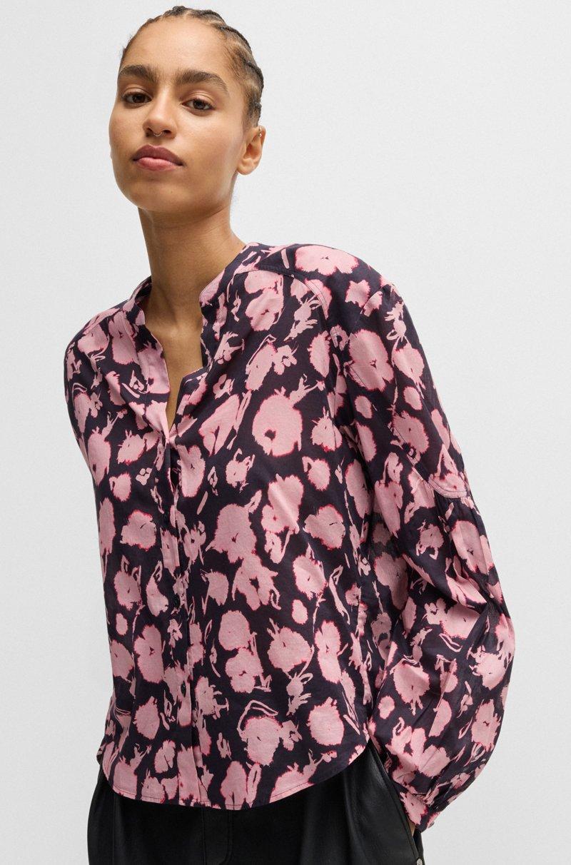 Hugo Boss Blusa Regular Fit De Voile De Algodón Estampado