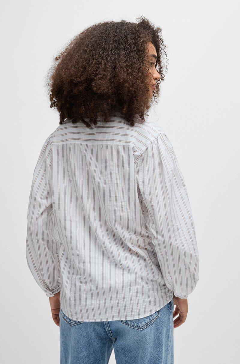 Hugo Boss Blusa Regular Fit En Popelín De Algodón Con Rayas