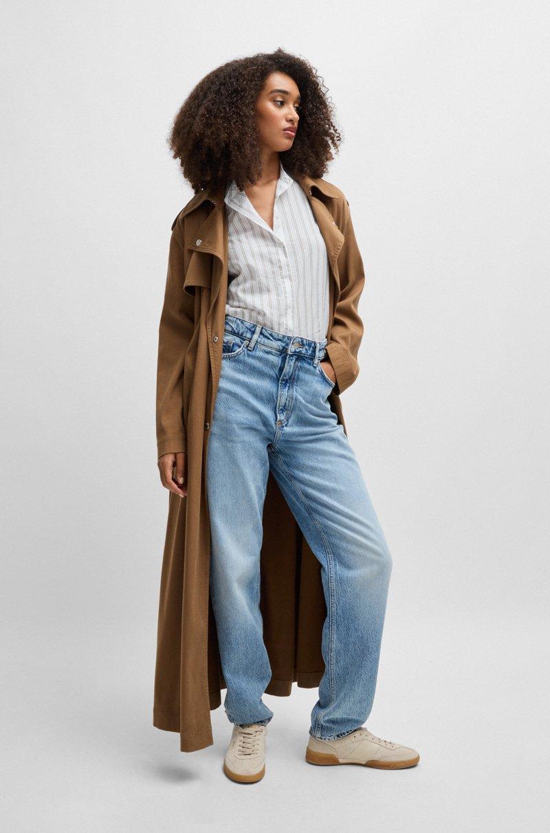 Hugo Boss Blusa Regular Fit En Popelín De Algodón Con Rayas