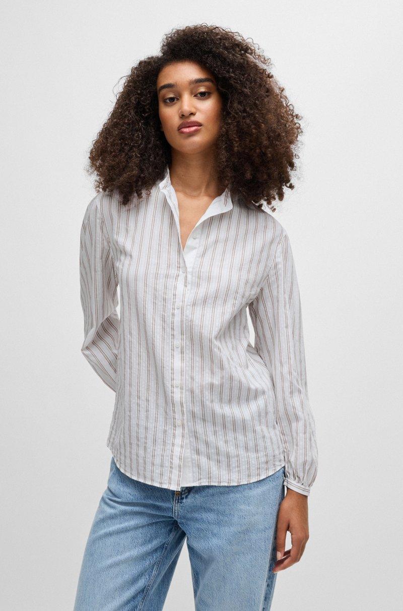 Hugo Boss Blusa regular fit en popelín de algodón con rayas