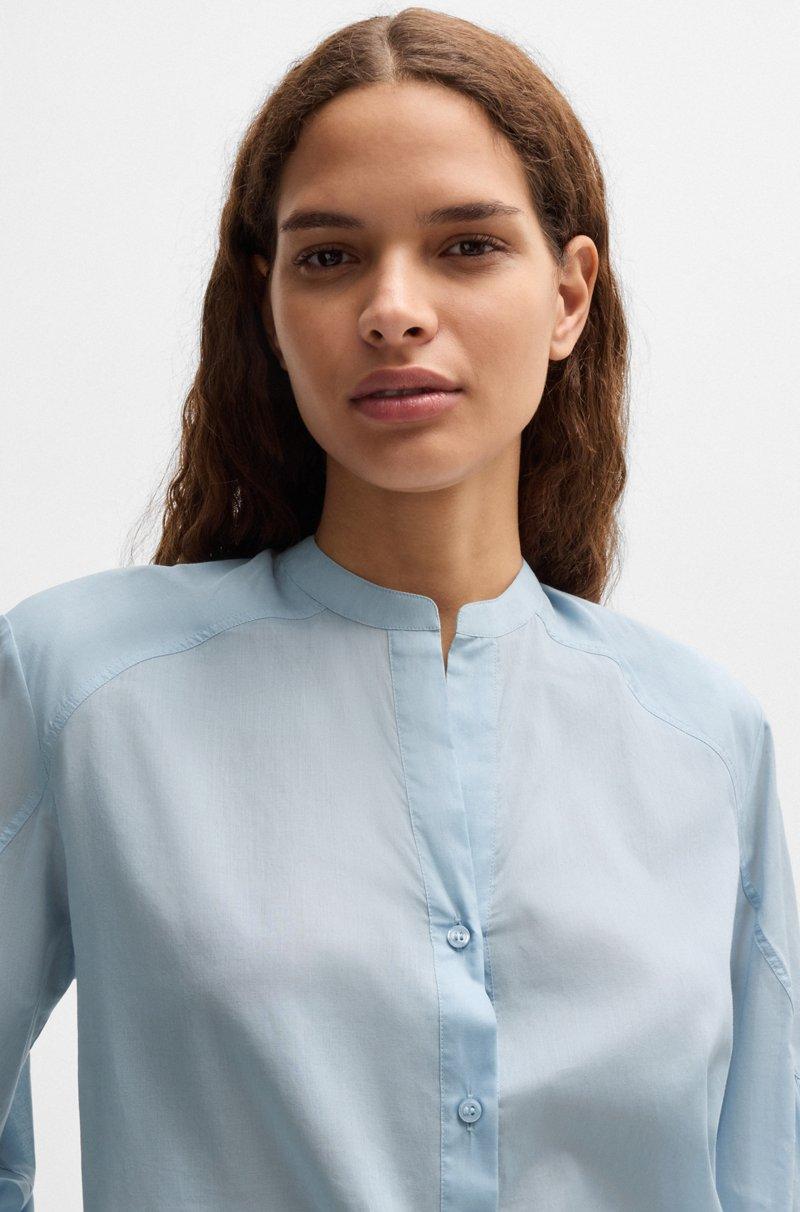 Hugo Boss Blusa Regular Fit En Voile De Algodón Con Mangas Anchas