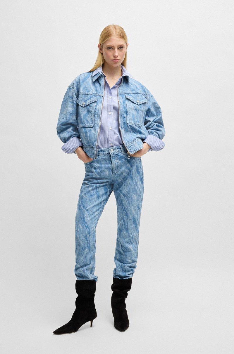 Hugo Boss Blusa Relaxed Fit A Rayas En Algodón Y Popelín