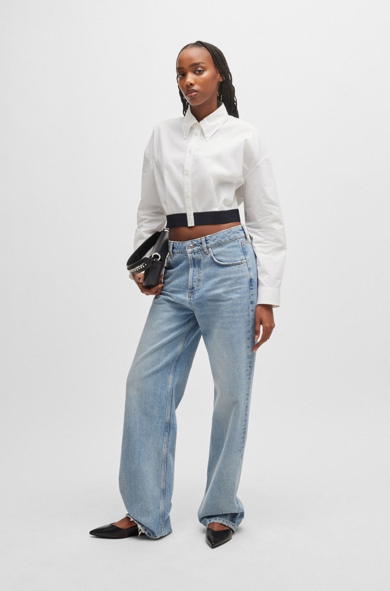 Hugo Boss Blusa Relaxed Fit Con Cintura De La Marca En Contraste
