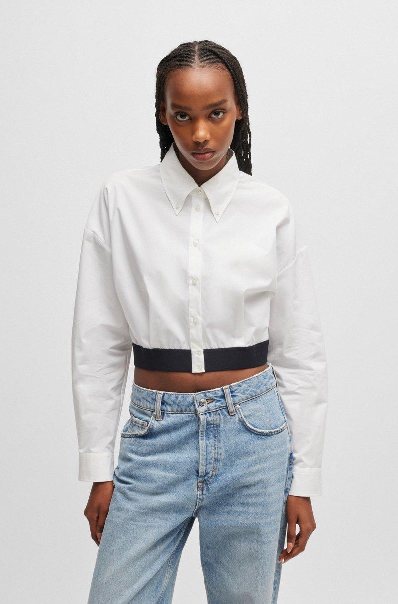 Hugo Boss Blusa relaxed fit con cintura de la marca en contraste