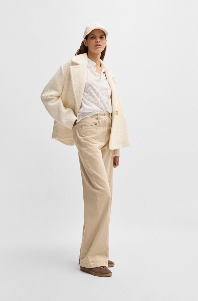 Hugo Boss Blusa Relaxed Fit De Algodón Con Dibujo Y Cuello De Volante