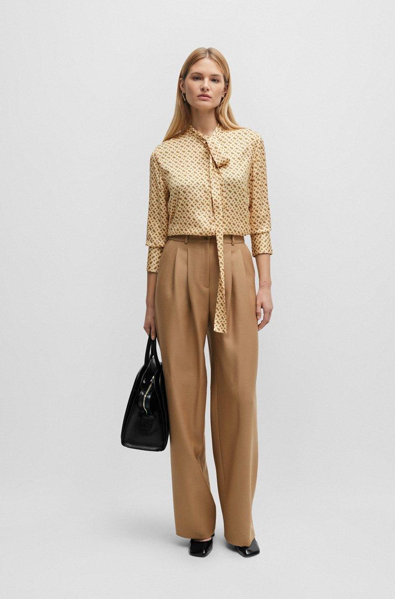 Hugo Boss Blusa Relaxed Fit De Mezcla De Seda Con Estampado De Monogramas