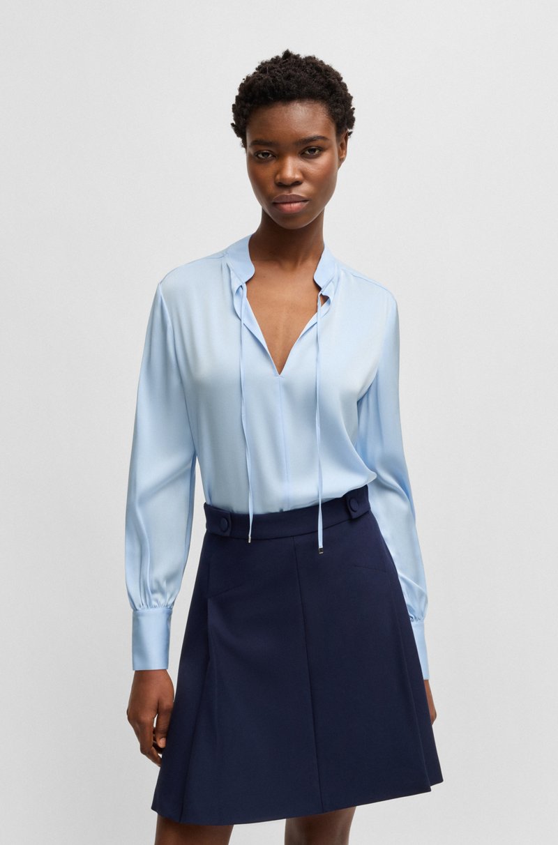 Hugo Boss Blusa relaxed fit en seda elástica con cuello ojo de cerradura