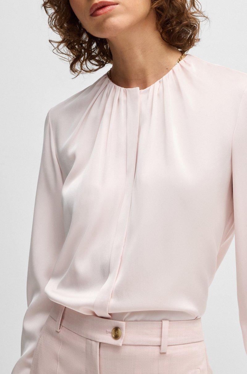 Hugo Boss Blusa Sin Cuello Regular Fit En Seda Con Elástico