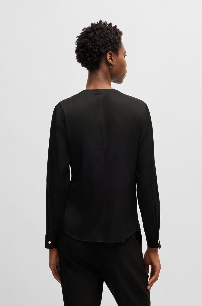 Hugo Boss Blusa Sin Cuello Regular Fit En Seda Con Elástico