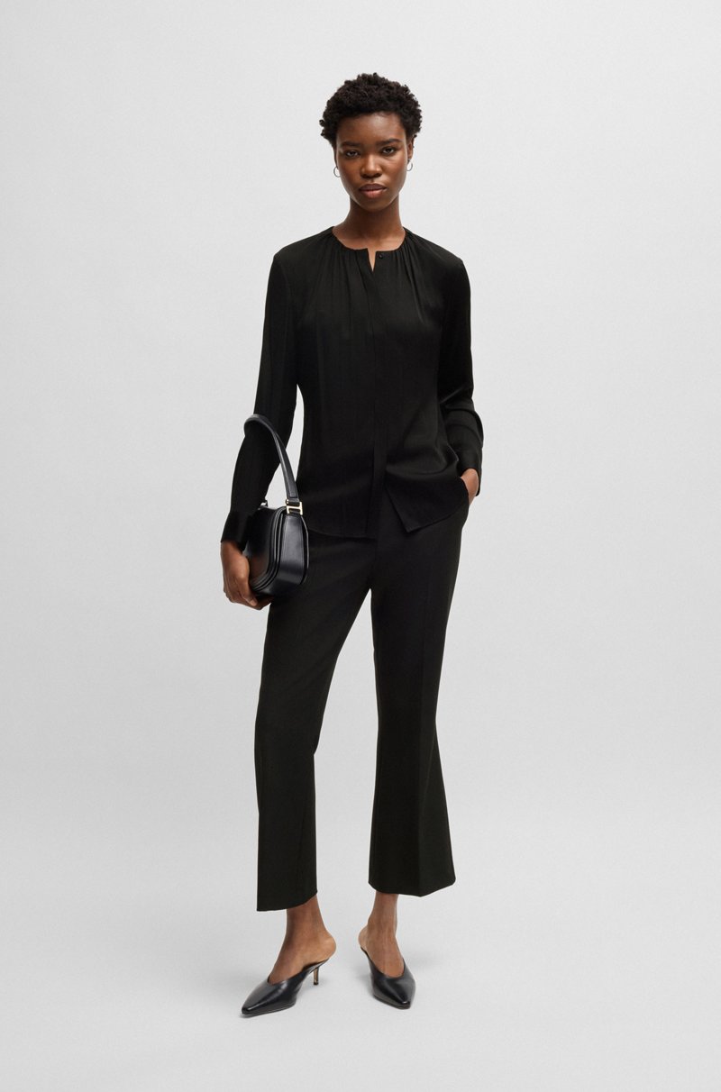 Hugo Boss Blusa Sin Cuello Regular Fit En Seda Con Elástico