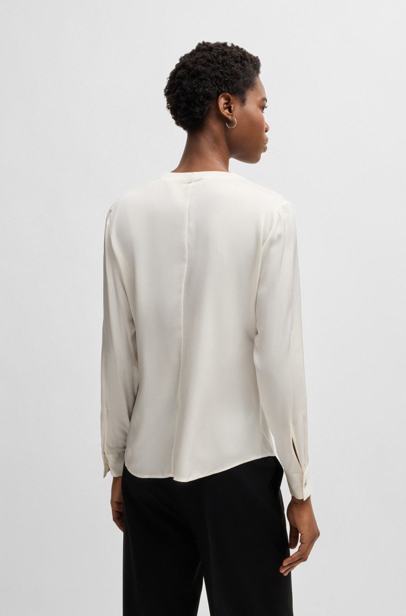 Hugo Boss Blusa Sin Cuello Regular Fit En Seda Con Elástico