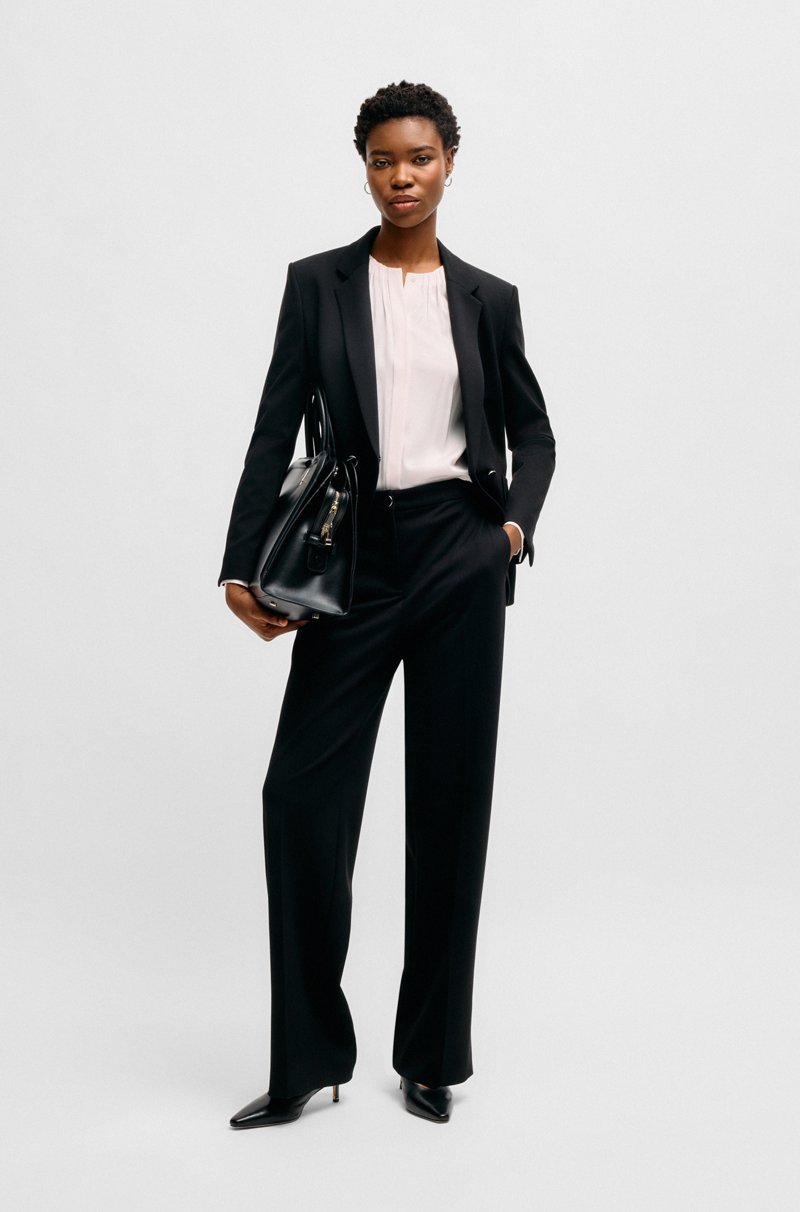 Hugo Boss Blusa Sin Cuello Regular Fit En Seda Con Elástico