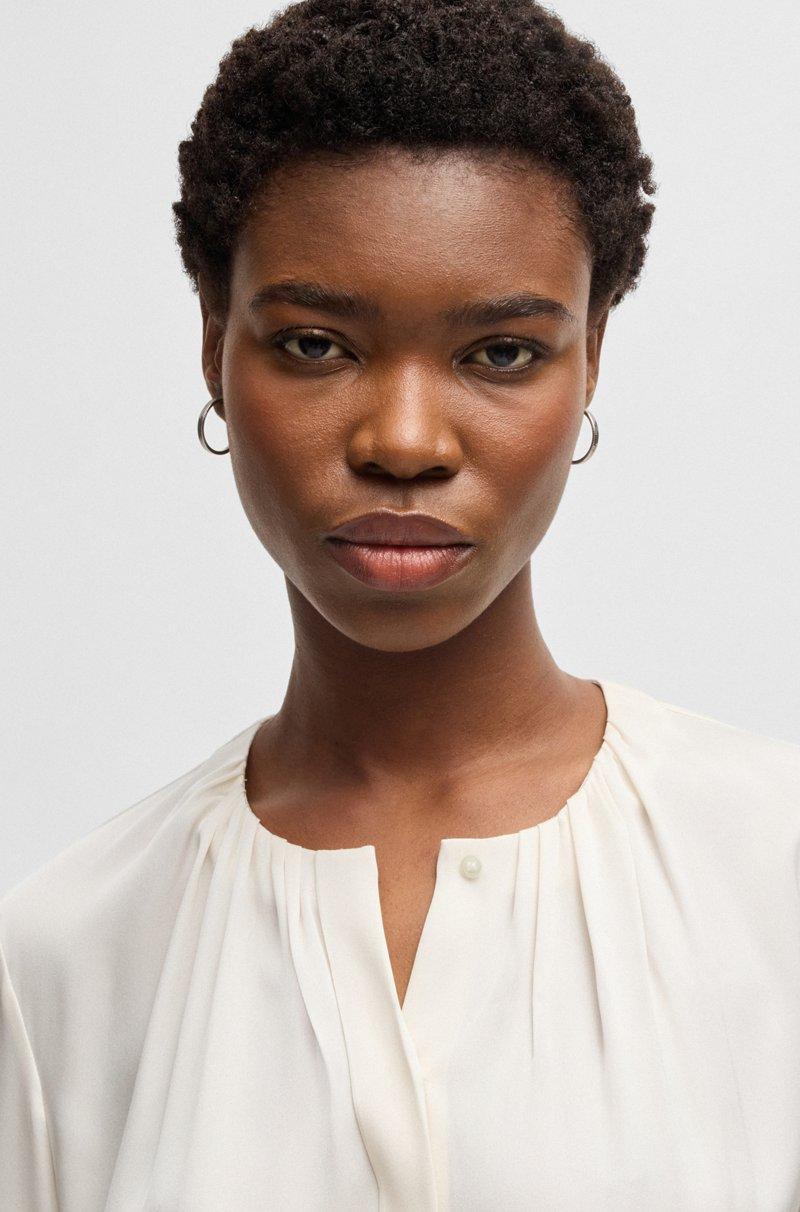 Hugo Boss Blusa Sin Cuello Regular Fit En Seda Con Elástico