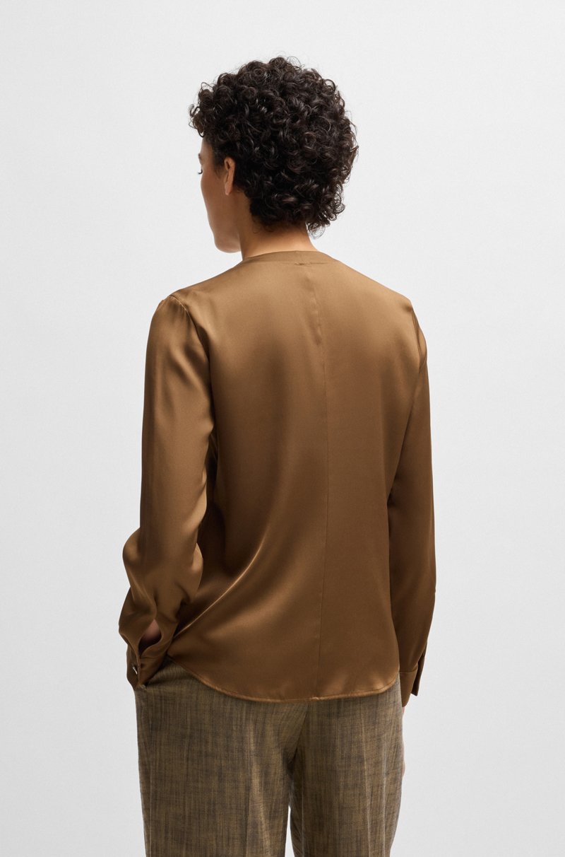 Hugo Boss Blusa Sin Cuello Regular Fit En Seda Con Elástico