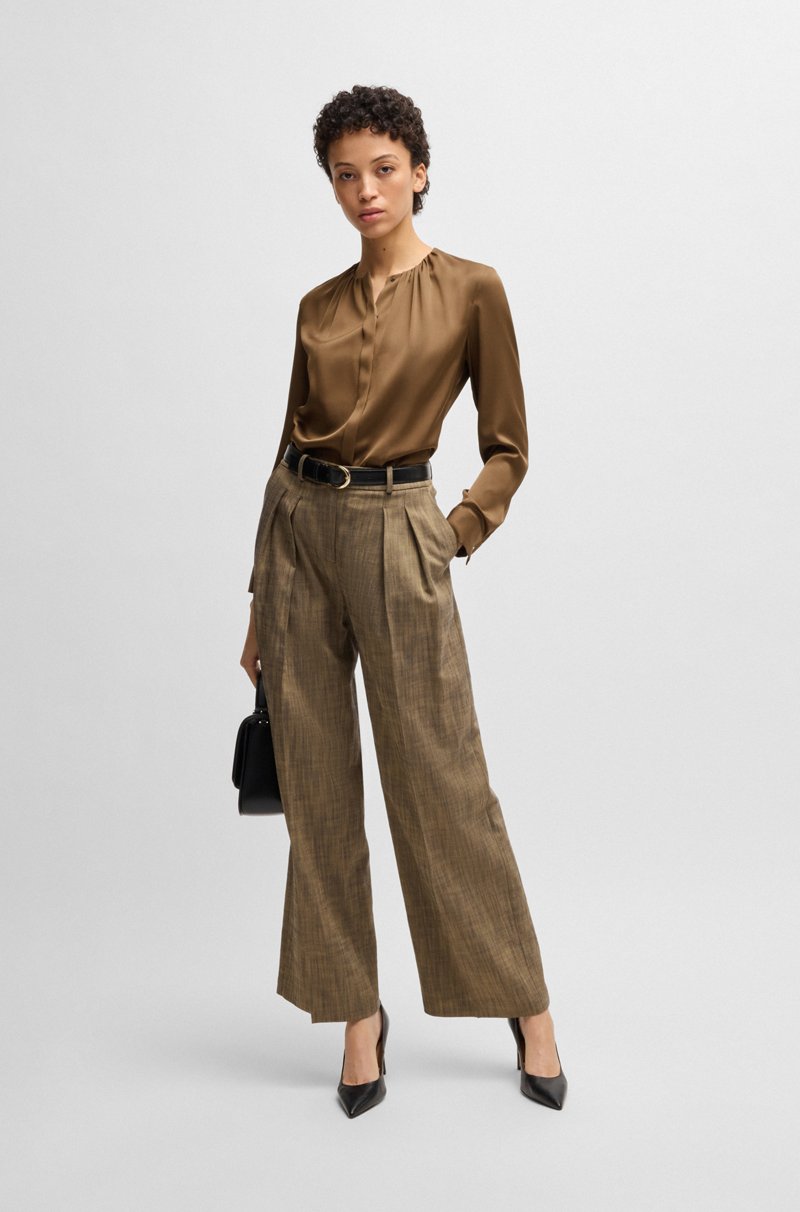 Hugo Boss Blusa Sin Cuello Regular Fit En Seda Con Elástico