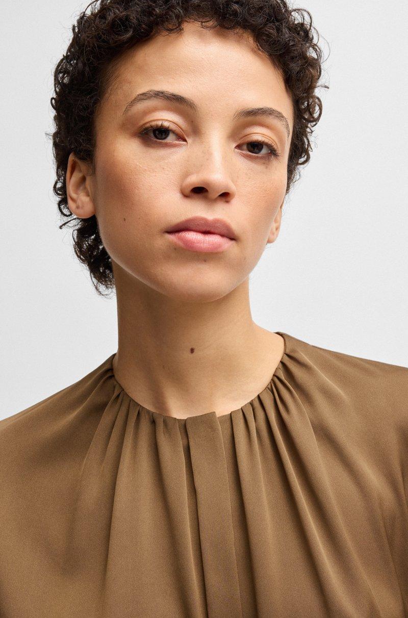 Hugo Boss Blusa Sin Cuello Regular Fit En Seda Con Elástico