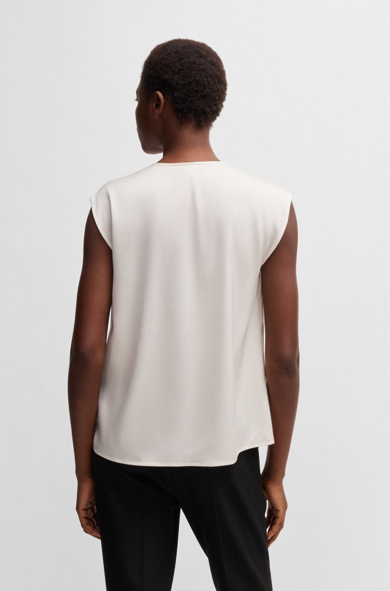 Hugo Boss Blusa Sin Mangas En Satén De Seda Elástica