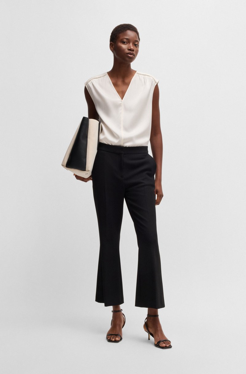 Hugo Boss Blusa Sin Mangas En Satén De Seda Elástica